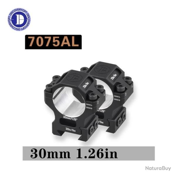 Collier de montage m�dium pour rail picatinny 20mm diam�tre 30mm AL7075 usin�