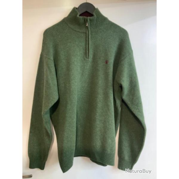 Pull col zip LOVERGREEN vert