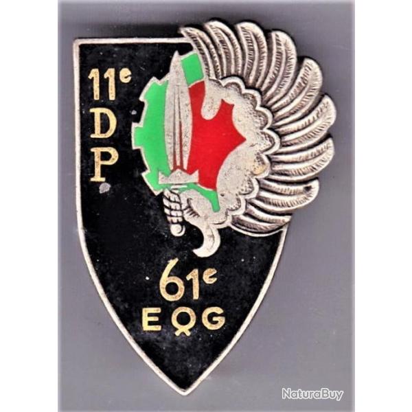 61� EQG/ 11� DP. 61� Escadron de Quartier G�n�ral/ 11� Division Parachutiste. �mail grand feu. Drago