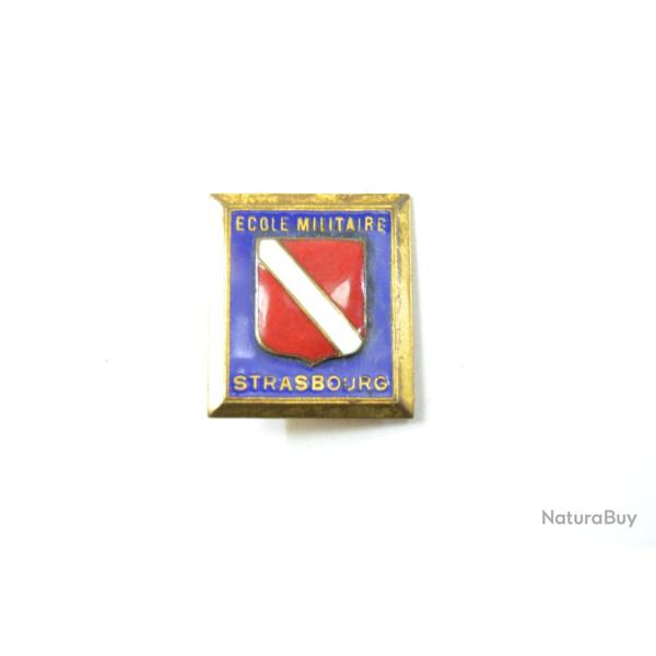 Insigne Ecole Militaire de Strasbourg, EM, Drago �mail, relief, dos lisse, deux bol�ros
