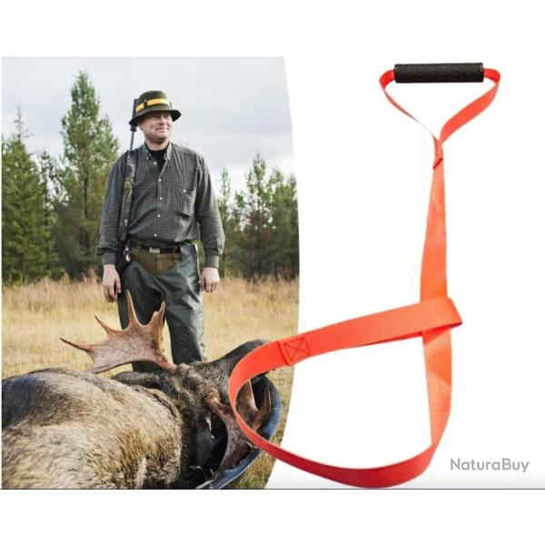 Corde de train�e de Gibier Sangle de remorquage Chasse 150 cm Orange