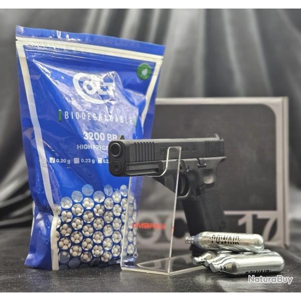 PACK PR�T A TIRER PISTOLET GLOCK 17 GEN5 MOS BBS 6MM CO2 - BLACK