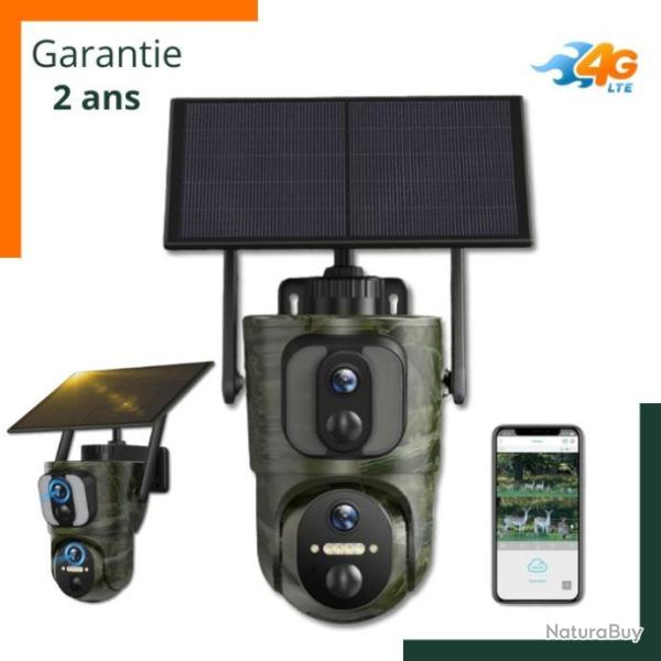 Cam�ra de chasse solaire 4G avec double objectif - Panneau solaire - Garantie 2 ans