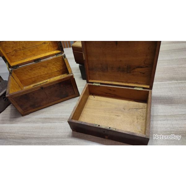 Lot de 5 anciennes grandes bo�tes en bois id�al pour coffret pistolet ou r�volver