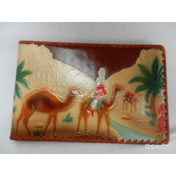 ancien album photos cartes postales neuf en cuir �poque guerre Alg�rie