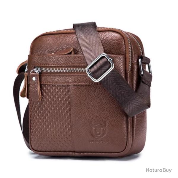 Sacoche sac � main Homme R�tro Bandouli�re en Cuir V�ritable Voyage Marron