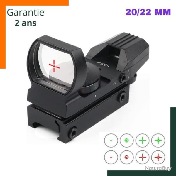 Garantie 2 ans - Point rouge de vis�e pour rail 20/22 mm Picatinny - 5 niveaux de r�glage