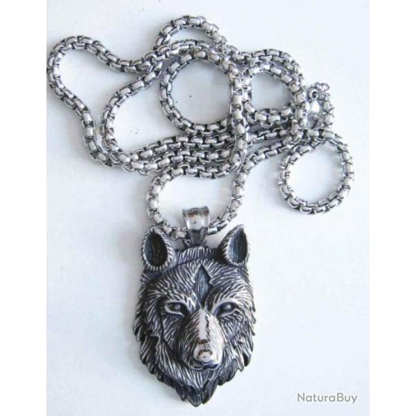 PENDENTIF INOX LOUP  VIKING  3D - Ref.103