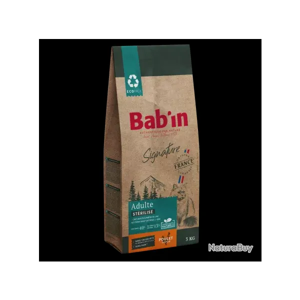 1 paquet de 6 kg de croquettes chat adulte/BAB'IN CHAT au Poulet