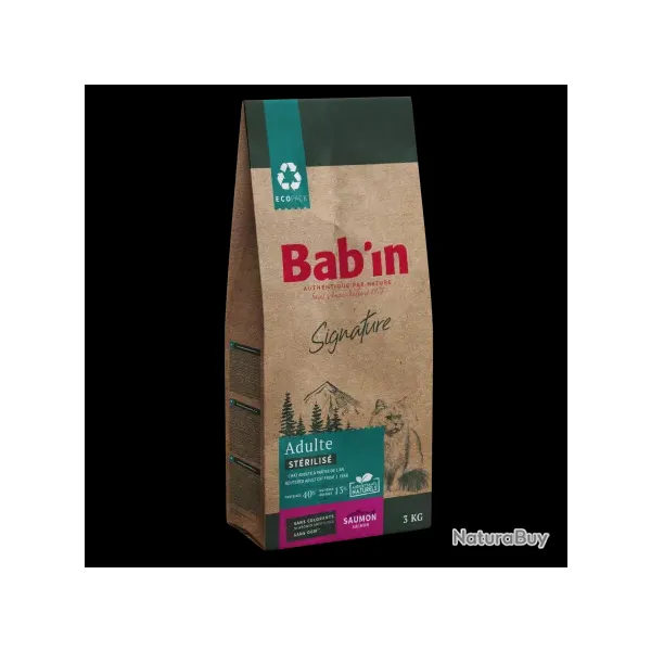 1 paquet  de 1.5 kg de croquettes chat adulte/ BAB'IN au saumon