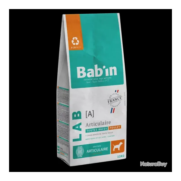 1 paquet de croquettes de 12 kg pour chien contre l'arthrose Bab'in LAB[A]
