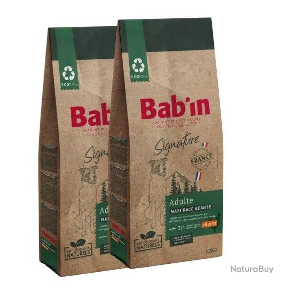 Lot de 2 paquets de croquettes de 12 kg chien adulte /Bab'in Race G�ante Energy