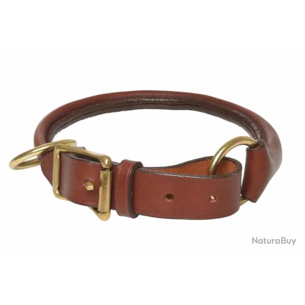Collier cuir rond pour chien CH�TAIGNE. 30/40 cm