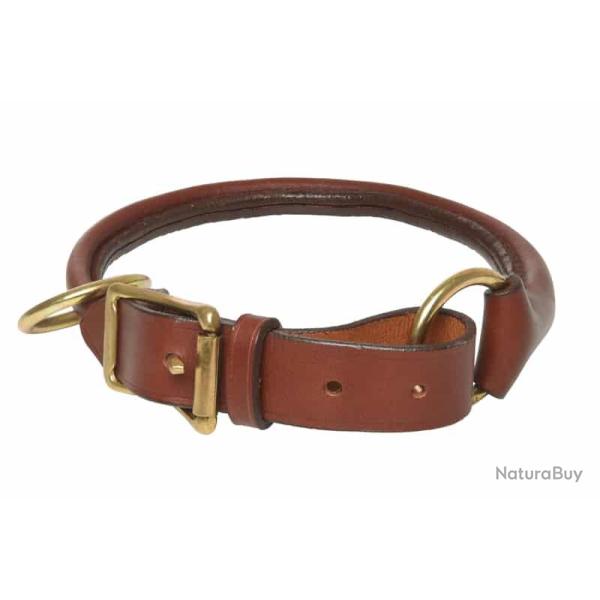 Collier cuir rond pour chien CH�TAIGNE. 40/50 cm