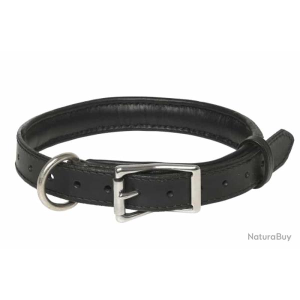 Collier cuir doubl� veau pour chien NOIR. 60/80 cm