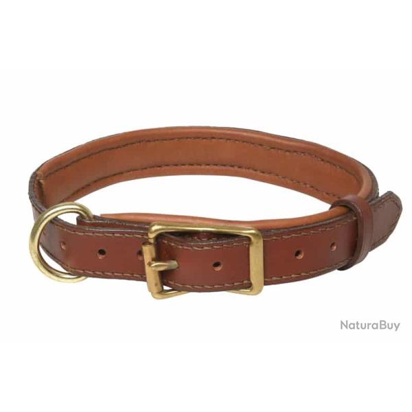 Collier cuir doubl� veau pour chien CH�TAIGNE. 60/80 cm