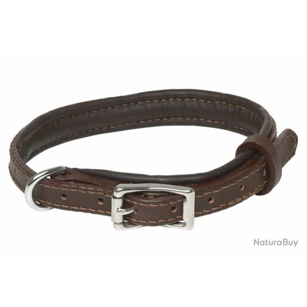 Collier cuir doubl� veau pour chien CHOCOLAT. 60/80 cm