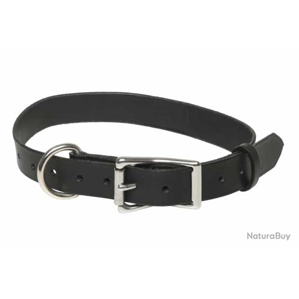 Collier cuir simple pour chien couleur NOIR 25/30 cm