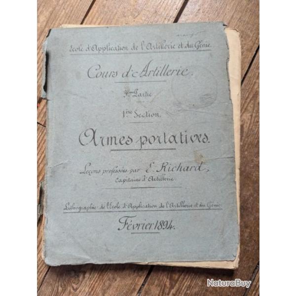Cours d'artillerie 1894Armes Portatives Armes � feu et armes blanches