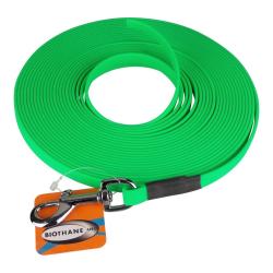 Longe BIOTHANE BETA plate 13 mm Vert fluo 15 m AVEC poign&eacute;e