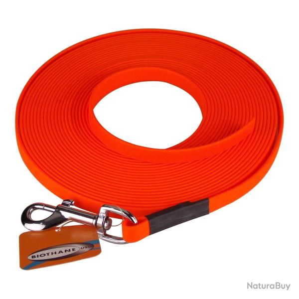 Longe BIOTHANE BETA plate 13 mm orange fluo 20 m AVEC poign�e