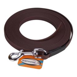 Longe BIOTHANE BETA plate 13 mm 10 m AVEC poign&eacute;e Marron fonc&eacute;