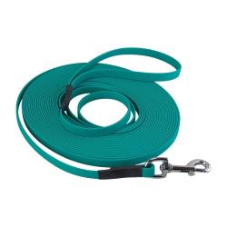 Longe BIOTHANE BETA plate 13 mm 10 m AVEC poign&eacute;e Turquoise