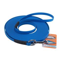 Longe BIOTHANE BETA plate 13 mm 20 m AVEC poign&eacute;e bleu clair