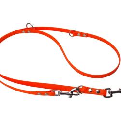 Laisse R&eacute;glable BIOTHANE 16mm orange fluo 2,40 m