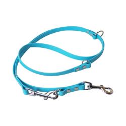 Laisse R&eacute;glable BIOTHANE 16mm bleu ciel 2,40 m