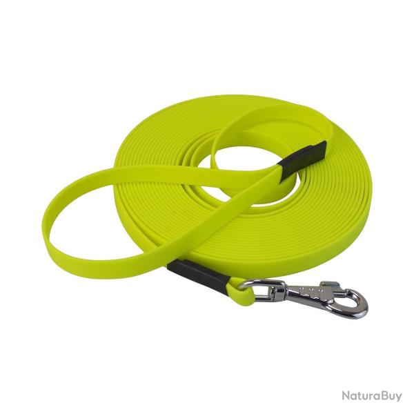 longe biothane beta plate 16 mm jaune fluo 20 m AVEC poign�e
