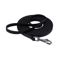 longe biothane beta plate 16 mm noir 3 m AVEC poign&eacute;e