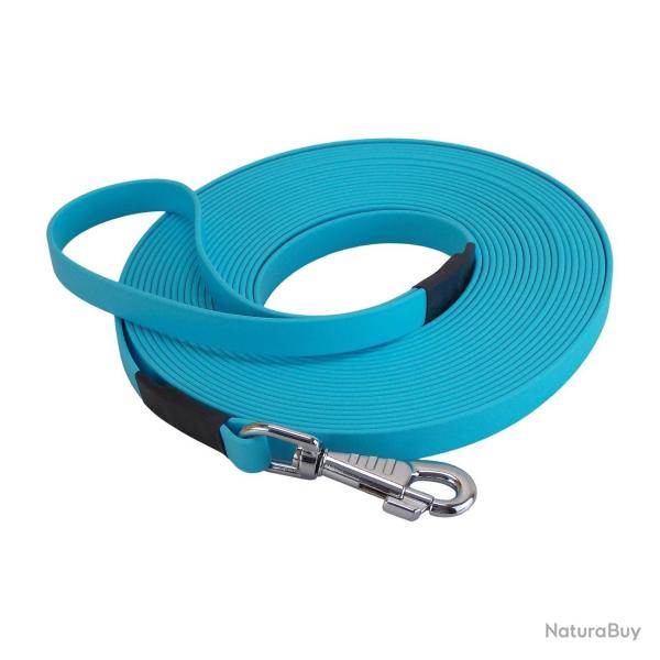longe biothane beta plate 16 mm 15 m AVEC poign�e bleu ciel