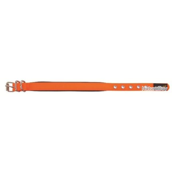 Collier luxe doublure souple orange fluo T3 : 60 x 2,5 cm (cou de 47 � 55 cm)
