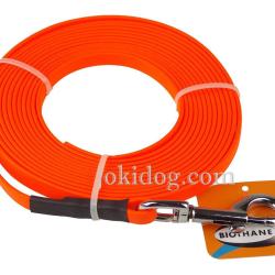Longe BIOTHANE BETA plate 9 mm orange fluo 10 m AVEC poign&eacute;e