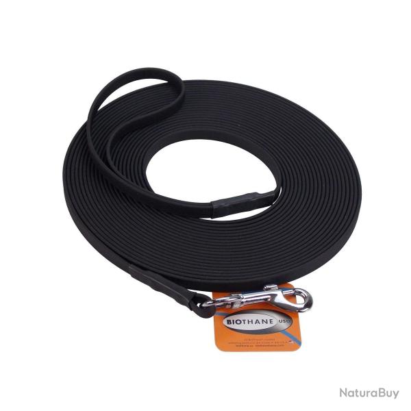 Longe BIOTHANE BETA plate 9 mm noir 10 m AVEC poign�e