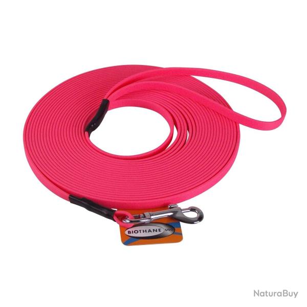 Longe BIOTHANE BETA plate 9 mm Rose 5 m AVEC poign�e