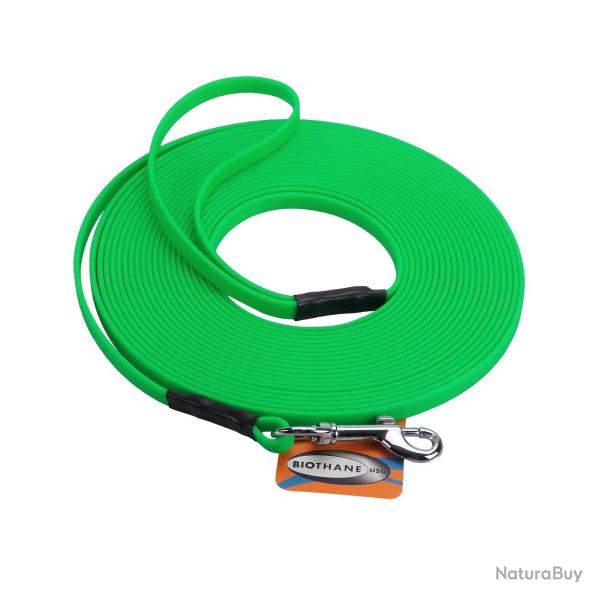 Longe BIOTHANE BETA plate 9 mm Vert fluo 10 m AVEC poign�e