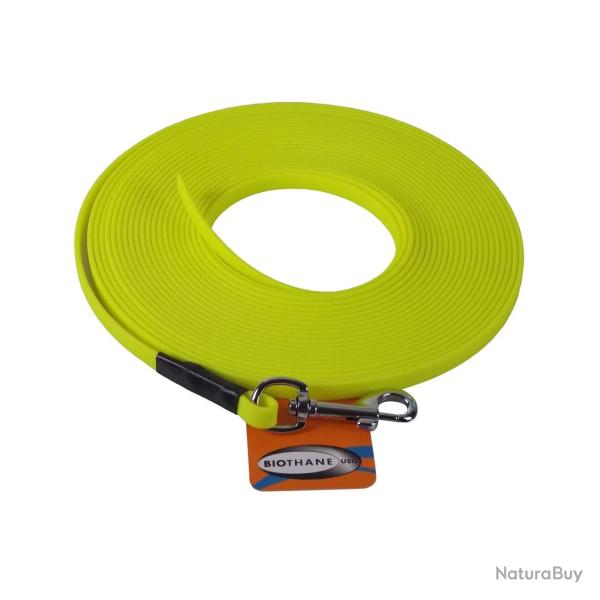 Longe BIOTHANE BETA plate 9 mm jaune fluo 15 m SANS poign�e