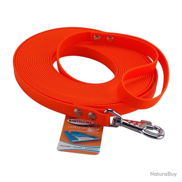 Longe BIOTHANE BETA plate 19 mm orange fluo 5 m AVEC poign�e