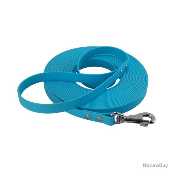 Longe BIOTHANE BETA plate 19 mm 10 m bleu ciel AVEC poign�e