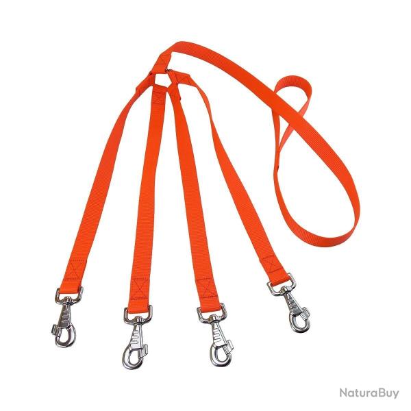laisse 4 chiens nylon orange jokidog