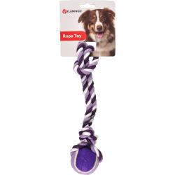 Jouet chien justin corde &agrave; tirer avec balle pourpre