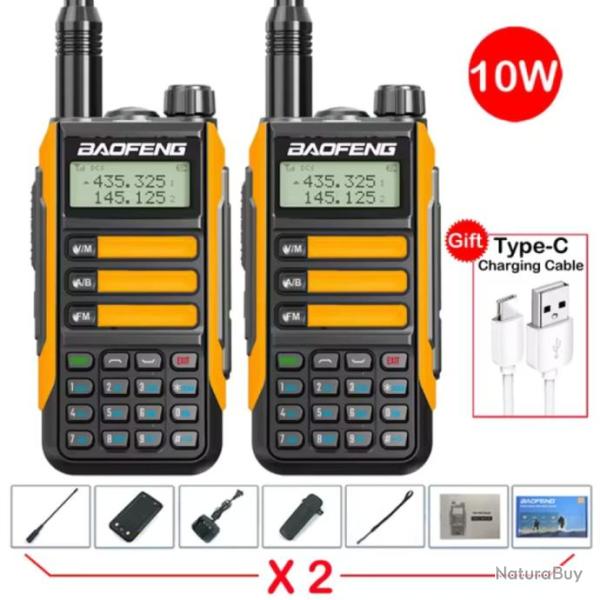 2xBAOFENG VHF UV-16 pro Max, True haute puissance 10 Watts LONGUE PORT�E, orange - Livraison Offerte