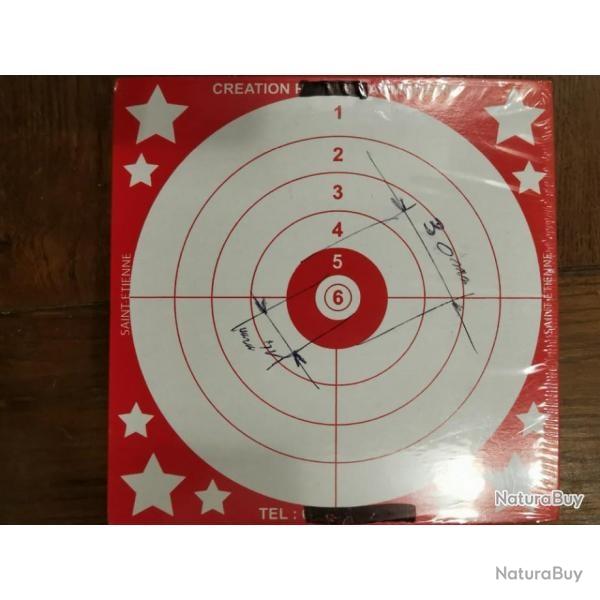 200 CIBLES 14cm X 14cm avec un CENTRE ROUGE centre de 30MM