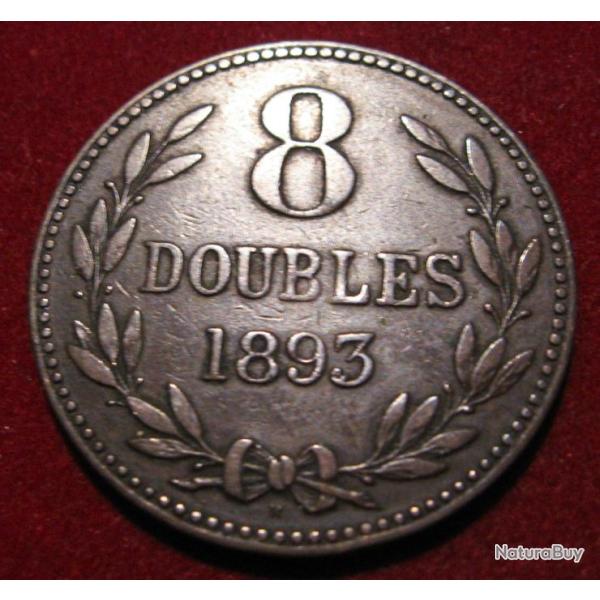GUERNESEY  piece de 8 DOUBLES 1893 ttb+  diametre 32 mm