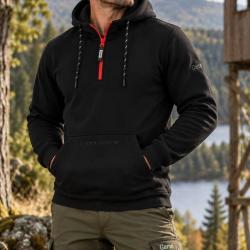 Sweat &agrave; capuche polaire  Trail Noir  Unisexe