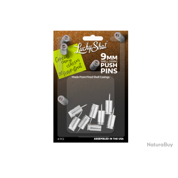 Punaises nickel�s Lucky Shot Calibre .9mm - Blister de 8