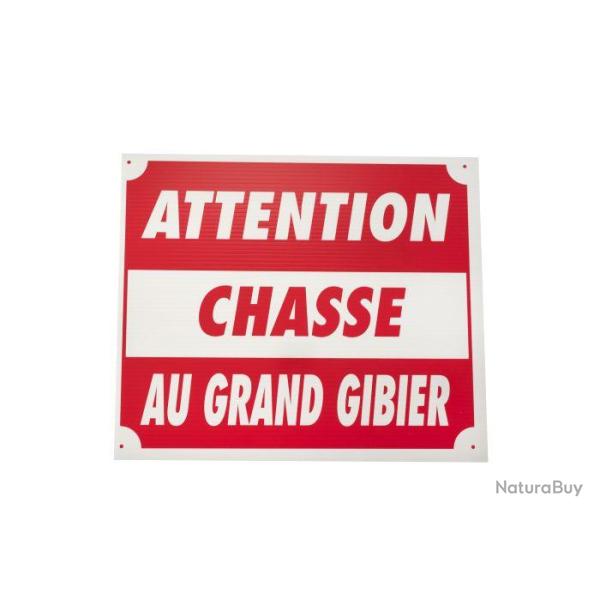 Panneau attention chasse au grand gibier dim 25 x 30 cm en polypropyl�ne alv�olaire