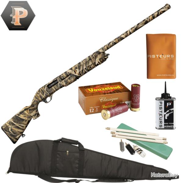 Pack chasseur ! Fusil de chasse � pompe camo Yildiz S76 cal 12/76 + mun + fourreau + nettoyage + per